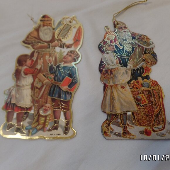 Vintage 1986 Merrimack? Ornaments 2 sided Hong Kong Outlined in Gold Old World - Picture 8 of 16